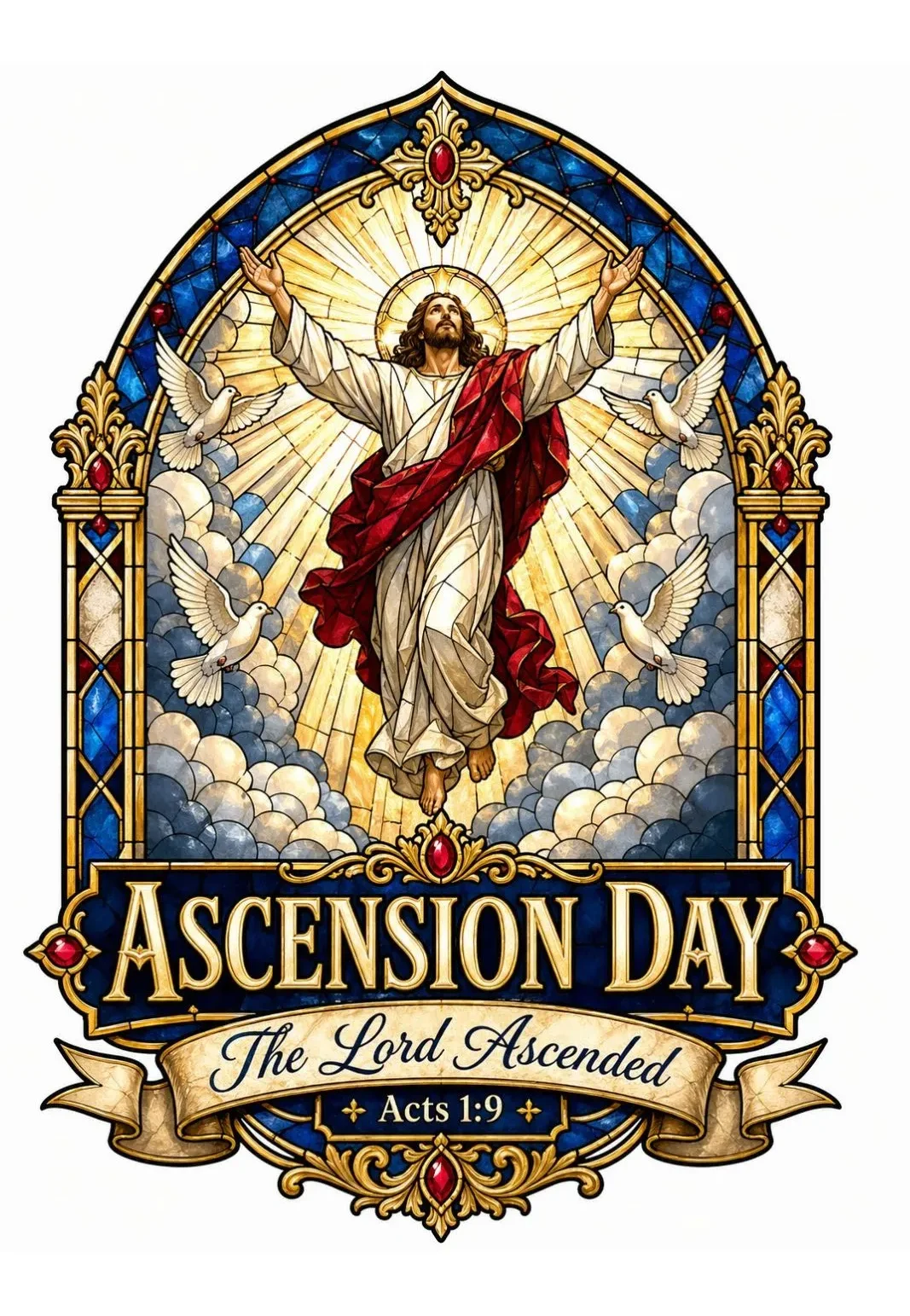 Ascension Day Stained Glass DTF Transfer – Church Art Print