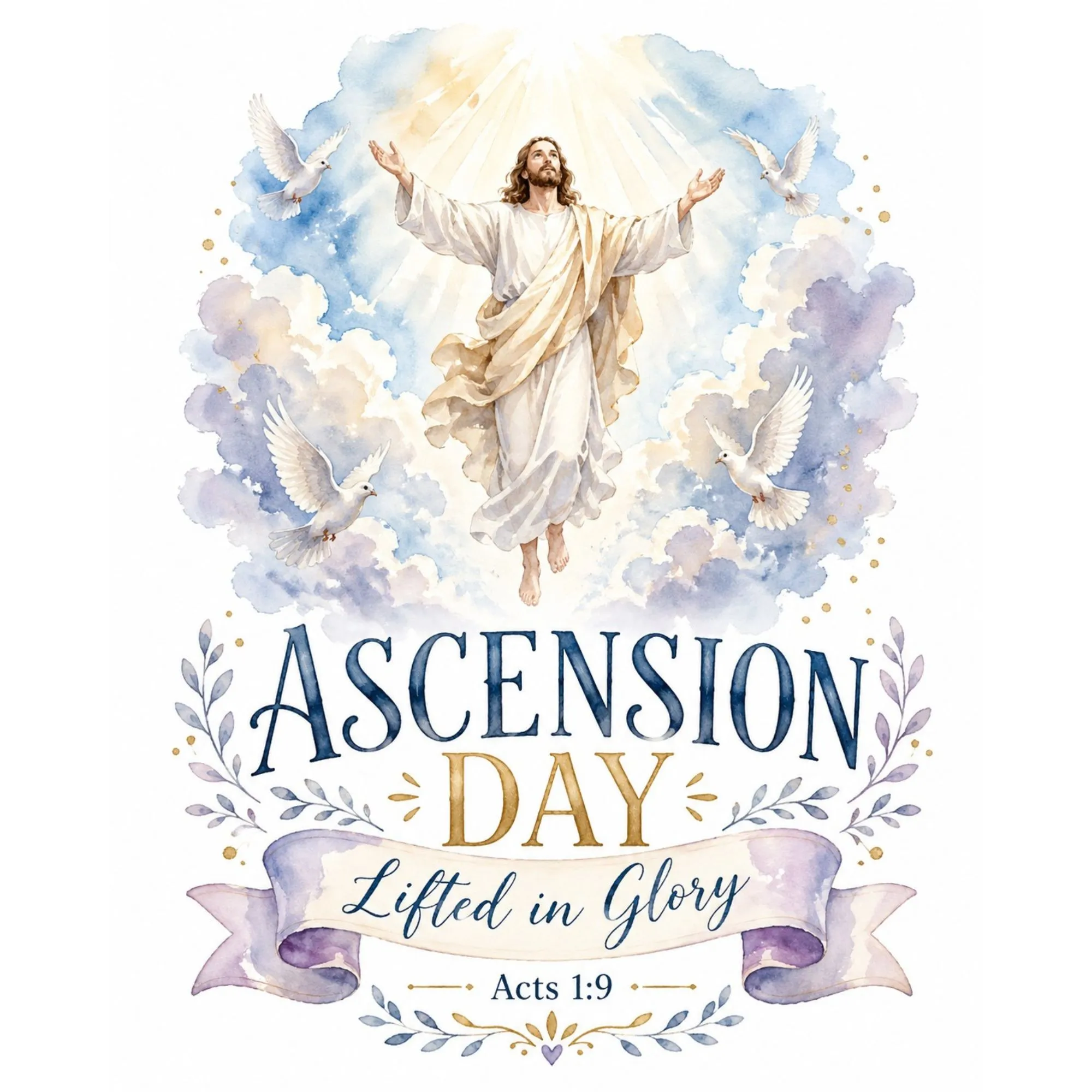 Ascension Day Watercolor DTF Transfer – Soft Faith Art Print