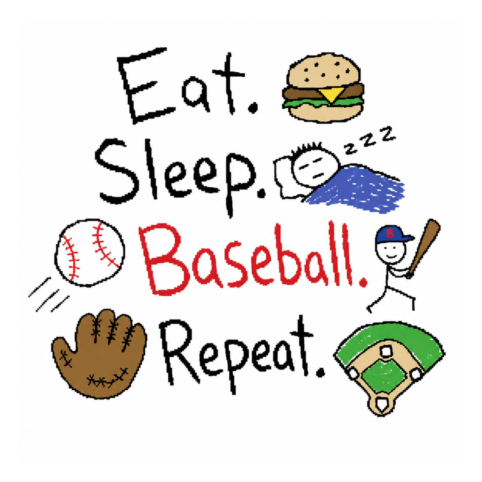 Eat Sleep Baseball Repeat DTF Transfer
